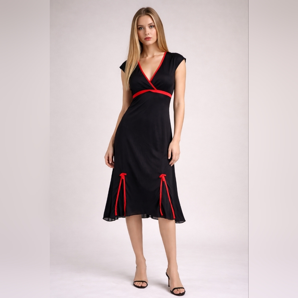 Vintage Ruby Rox Dress 90’s Y2K Dress Small Babydoll Satin Trim Bow Whimsigoth